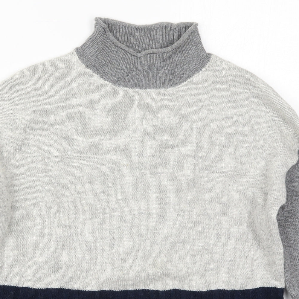 Marks and Spencer Womens Grey High Neck  Acrylic Pullover Jumper Size S   - Blue