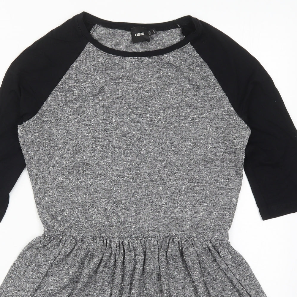 ASOS Womens Grey  Polyester Skater Dress  Size 12  Crew Neck Pullover