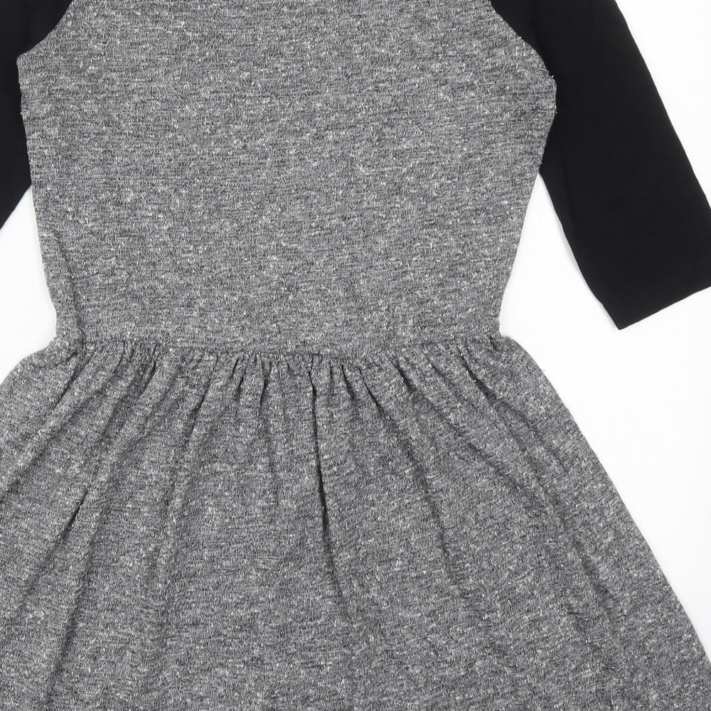 ASOS Womens Grey  Polyester Skater Dress  Size 12  Crew Neck Pullover