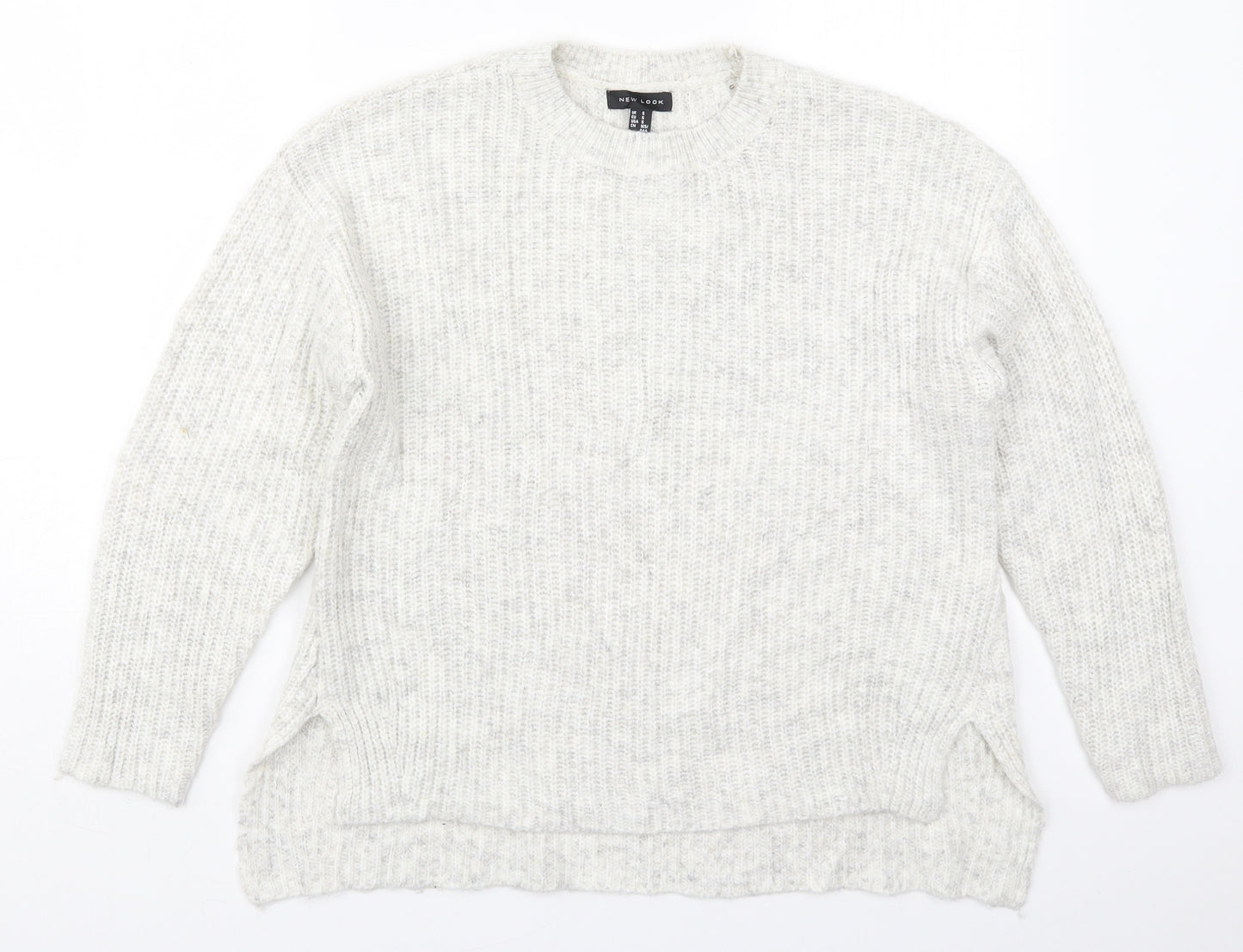 New Look Womens Grey Crew Neck  Acrylic Pullover Jumper Size S