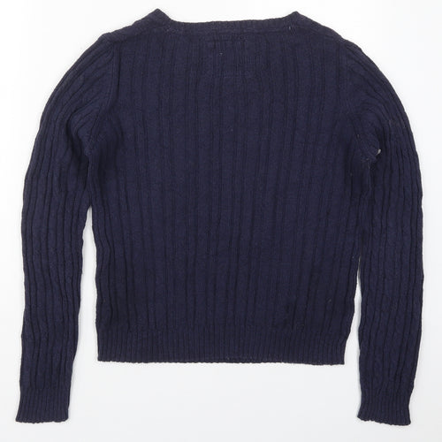 New Look Womens Blue Round Neck  Acrylic Pullover Jumper Size 14
