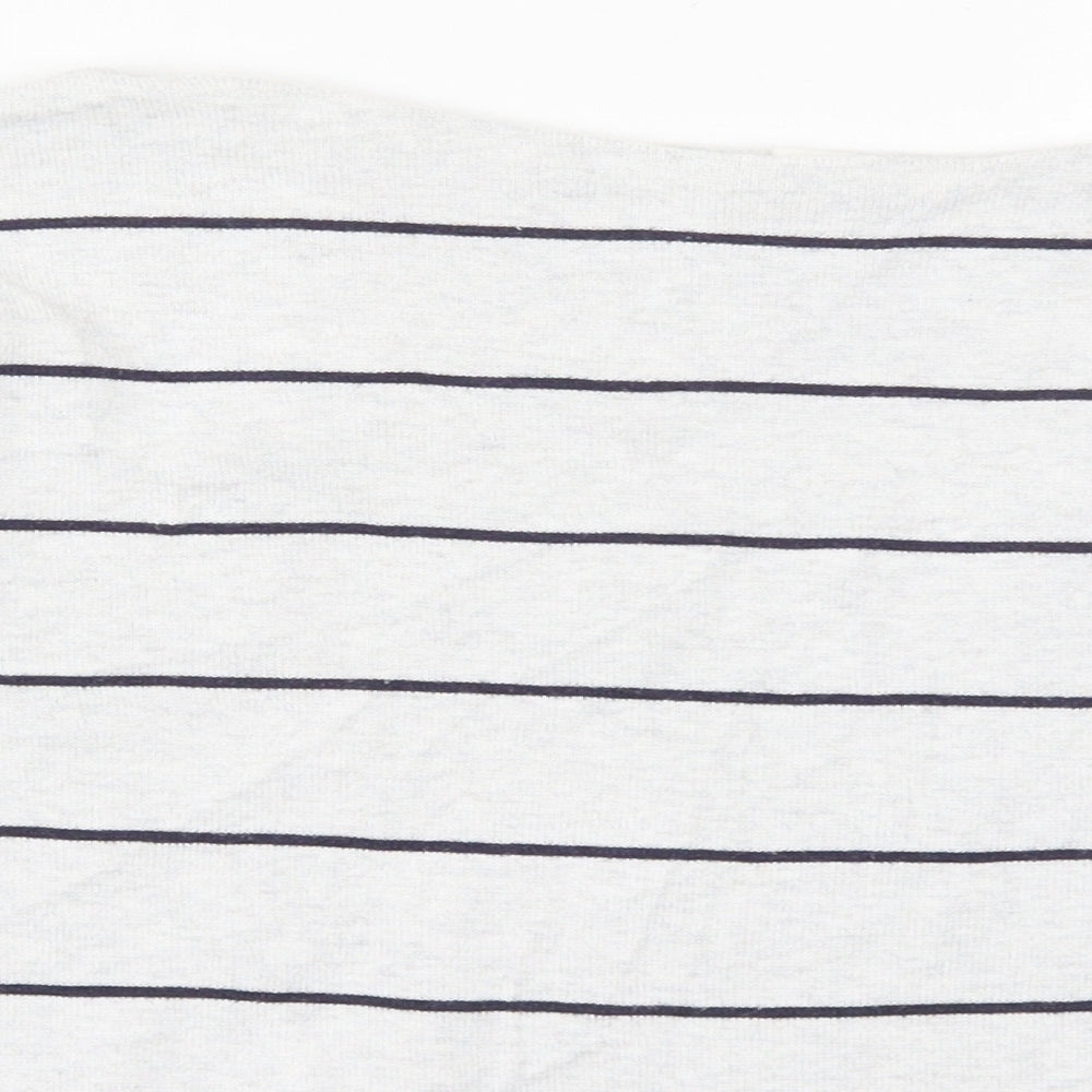 H&M Womens Grey Boat Neck Striped Cotton Pullover Jumper Size S