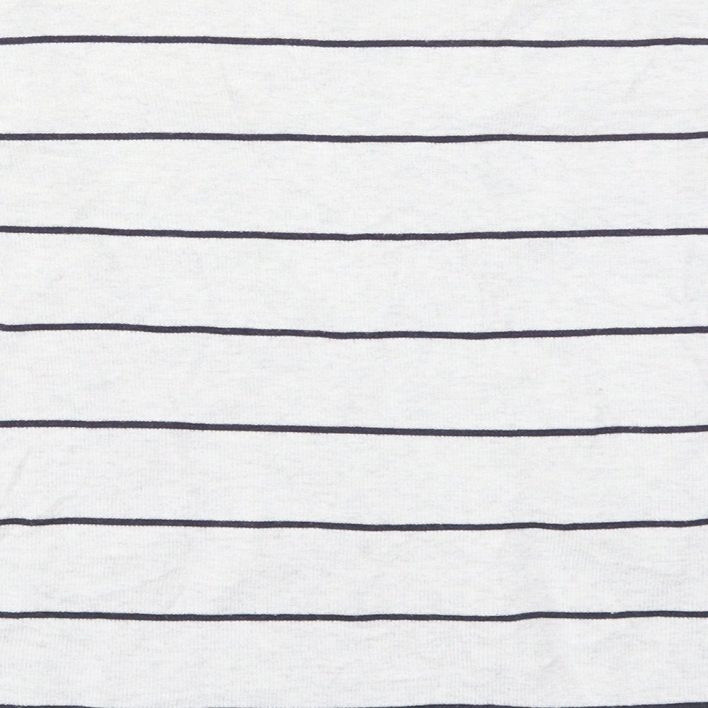 H&M Womens Grey Boat Neck Striped Cotton Pullover Jumper Size S