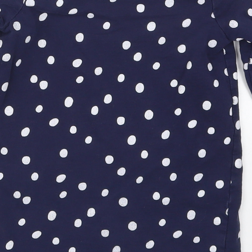 George Girls Blue Polka Dot Cotton Basic T-Shirt Size 12-18 Months Crew Neck Pullover