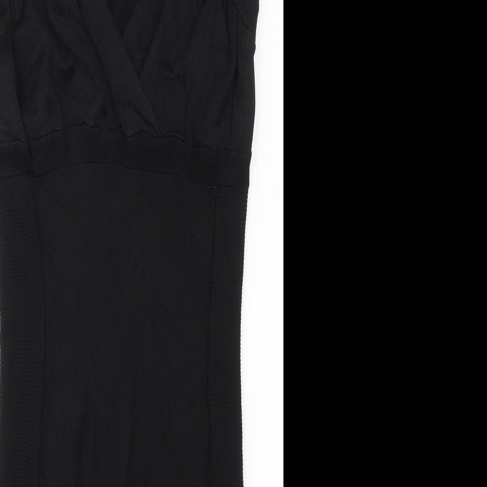 H&M Womens Black  Viscose Bodycon  Size S  V-Neck Pullover