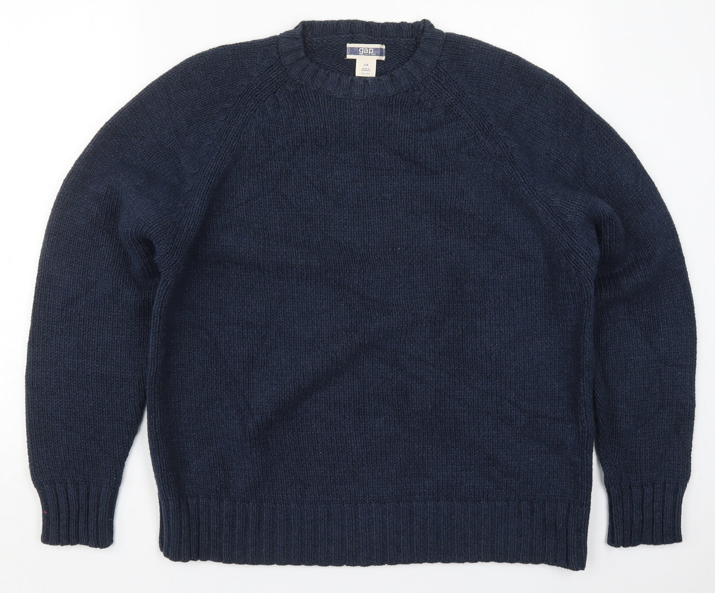 Gap Mens Blue Crew Neck  Acrylic Pullover Jumper Size L