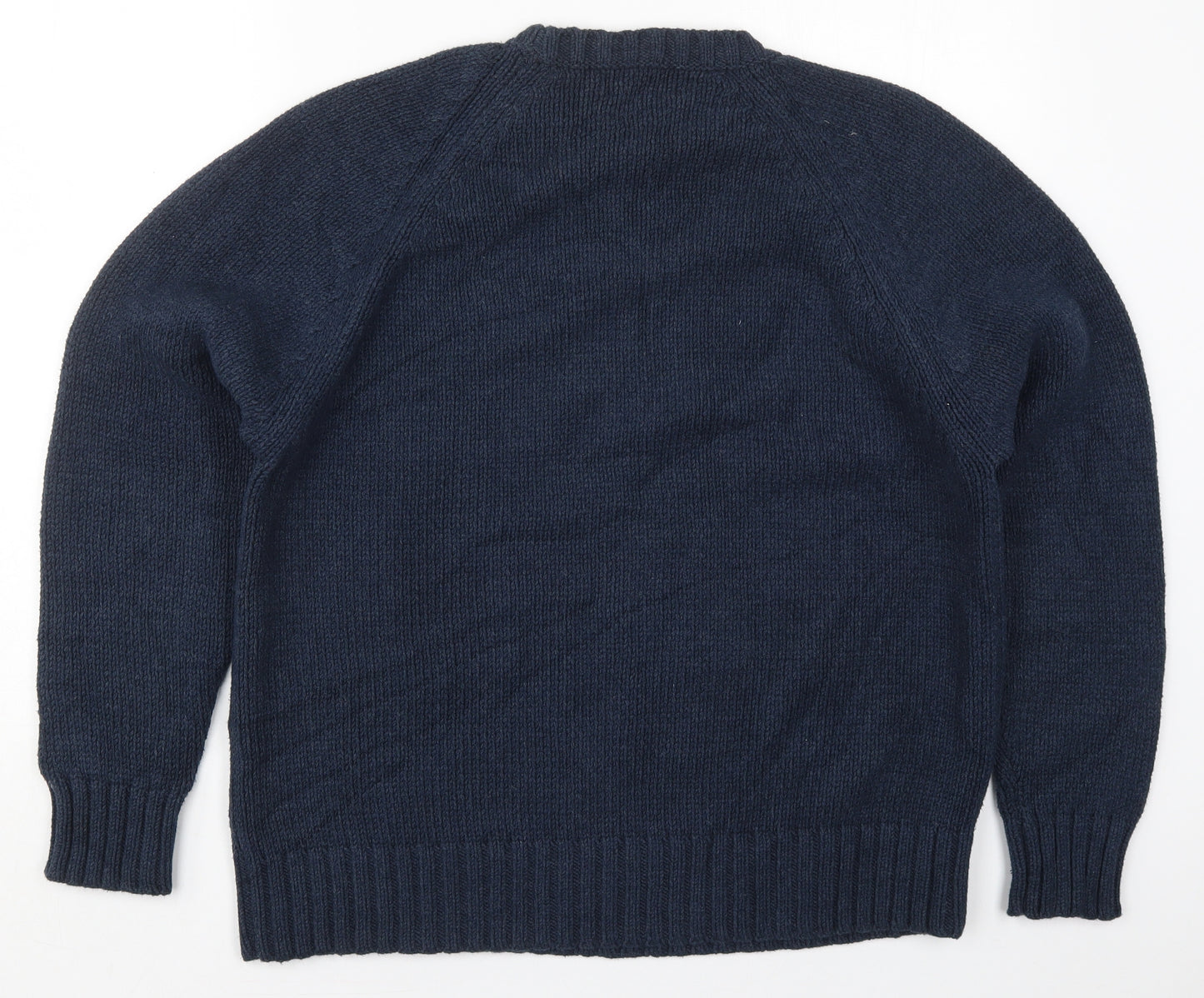 Gap Mens Blue Crew Neck  Acrylic Pullover Jumper Size L