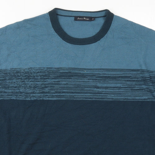 James Pringle Mens Blue Crew Neck  Acrylic Pullover Jumper Size 2XL