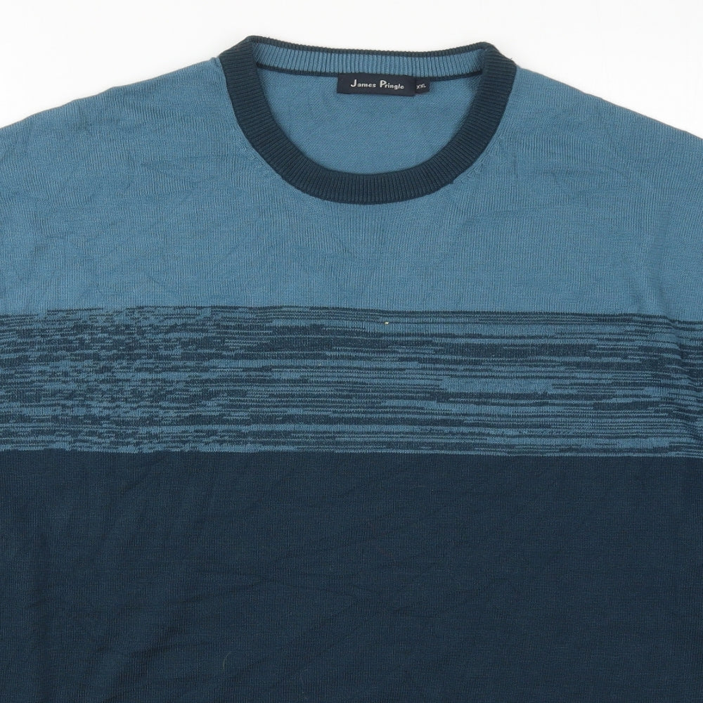 James Pringle Mens Blue Crew Neck  Acrylic Pullover Jumper Size 2XL