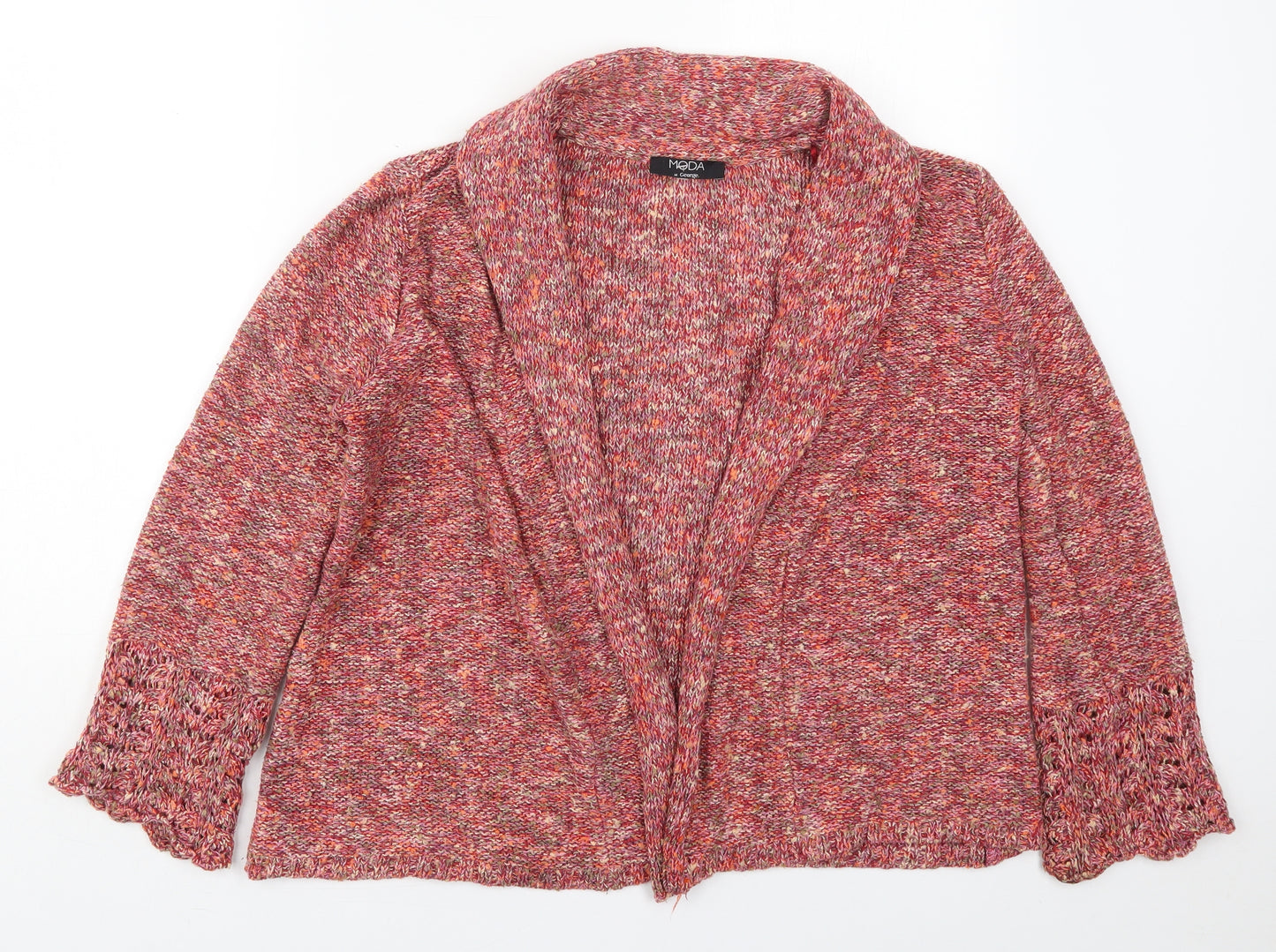 George Womens Pink V-Neck  Acrylic Cardigan Jumper Size 14