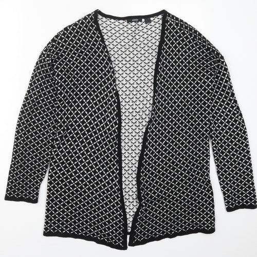 ESMARA Womens Black V-Neck Geometric Viscose Cardigan Jumper Size S