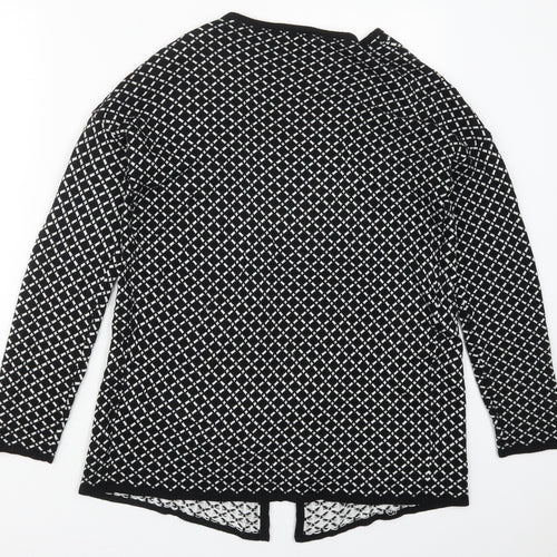 ESMARA Womens Black V-Neck Geometric Viscose Cardigan Jumper Size S