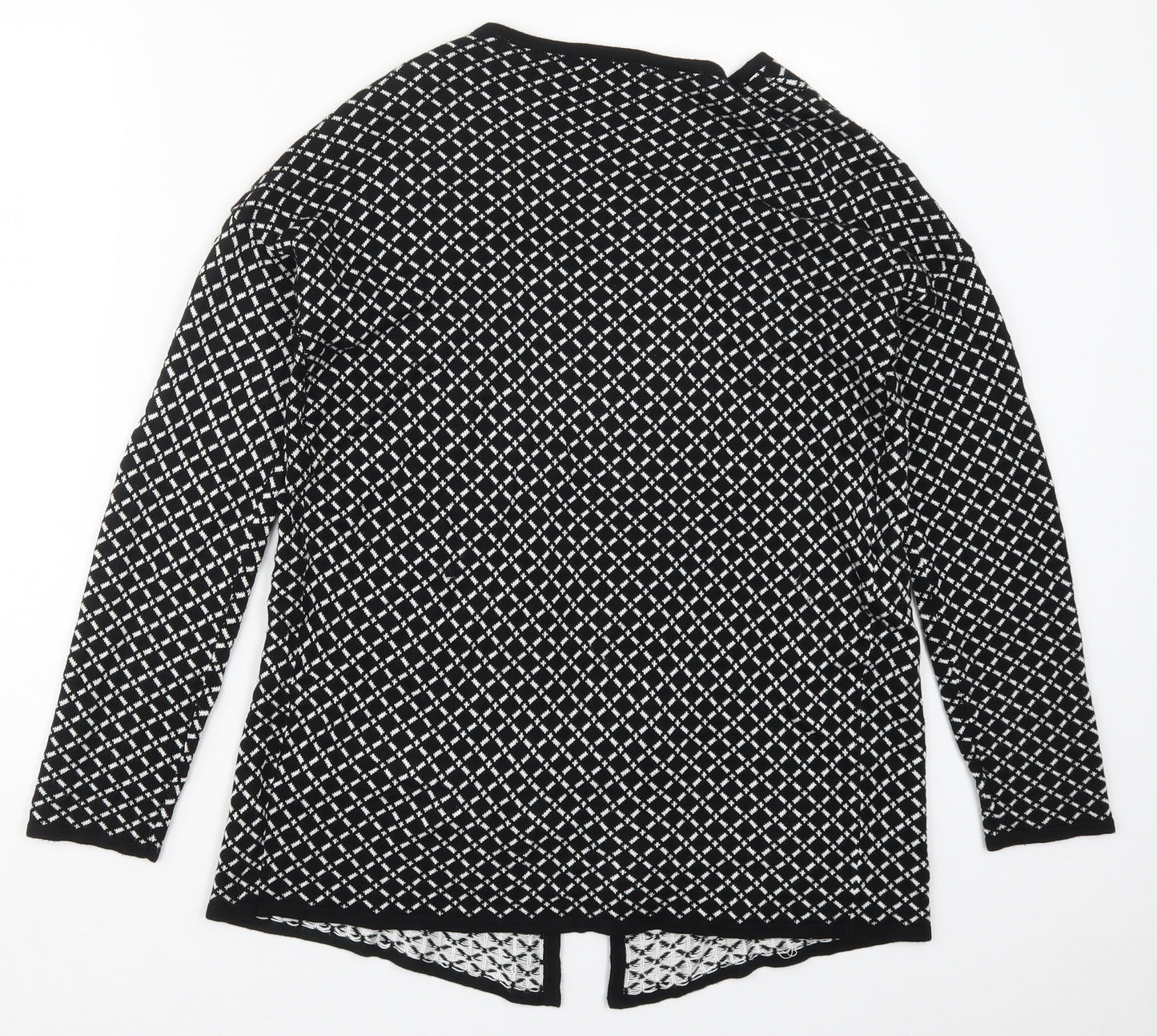 ESMARA Womens Black V-Neck Geometric Viscose Cardigan Jumper Size S