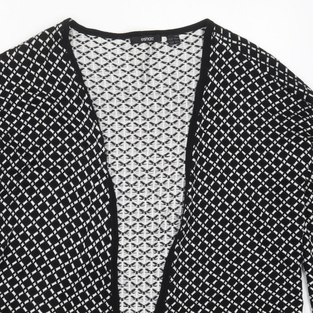 ESMARA Womens Black V-Neck Geometric Viscose Cardigan Jumper Size S