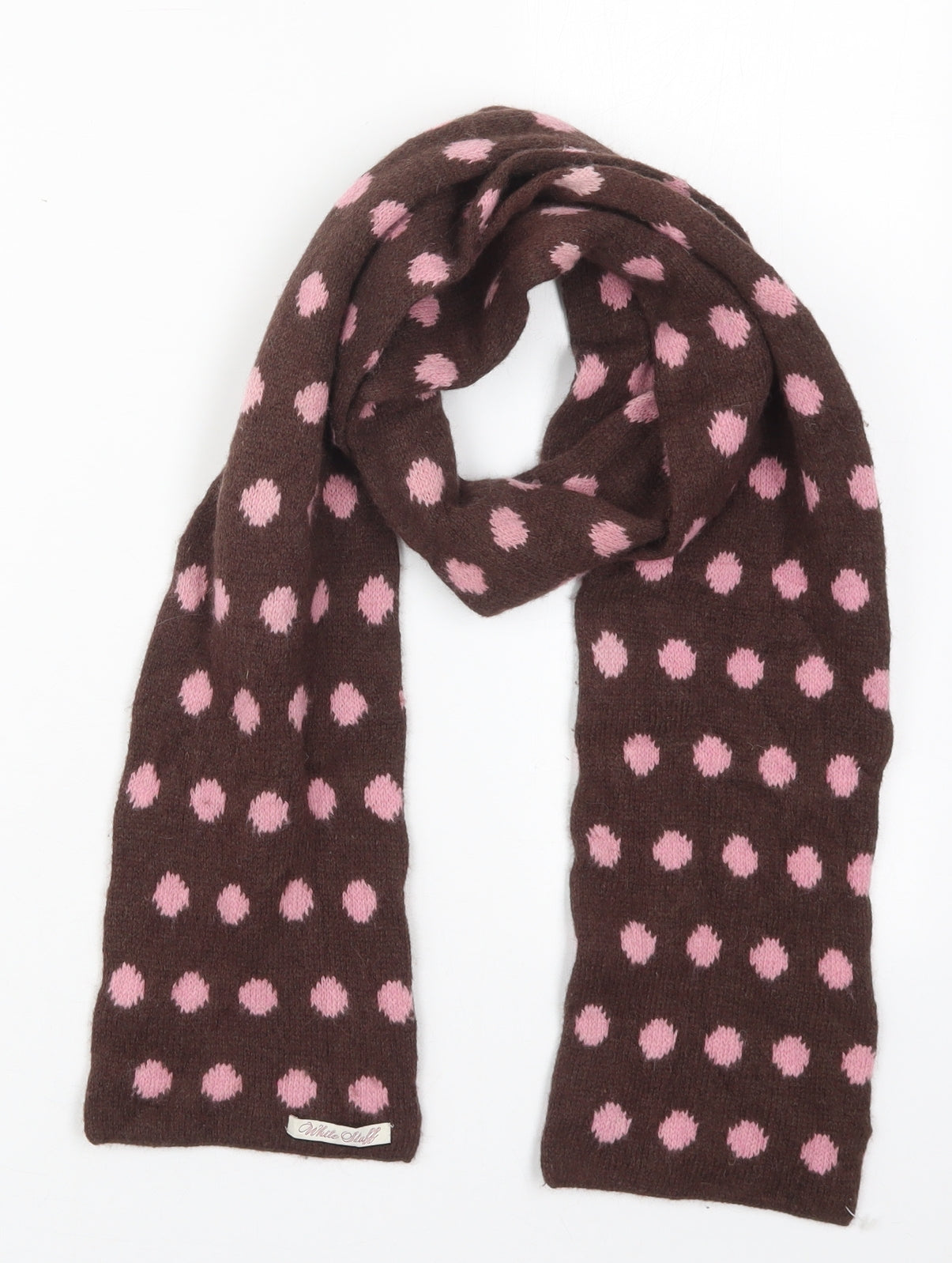 White Stuff Womens Brown Polka Dot Acrylic  Scarf