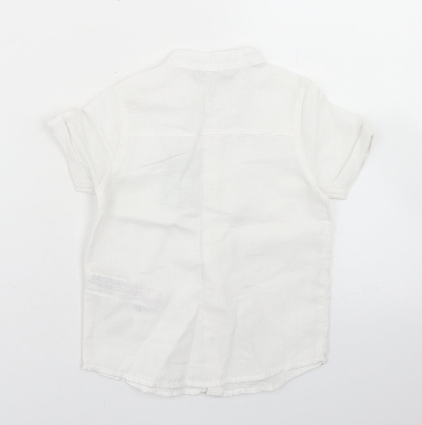 Primark Boys White  Linen Basic Button-Up Size 18-24 Months Round Neck Button