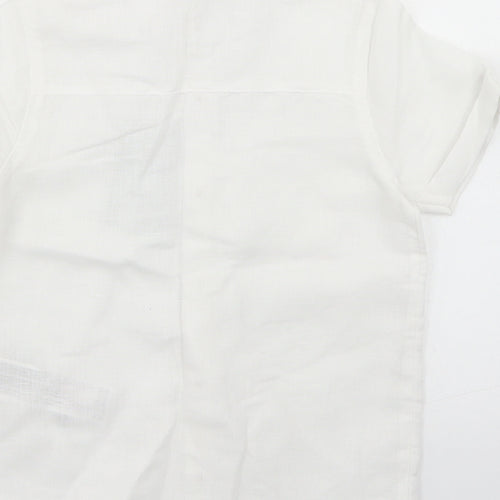 Primark Boys White  Linen Basic Button-Up Size 18-24 Months Round Neck Button