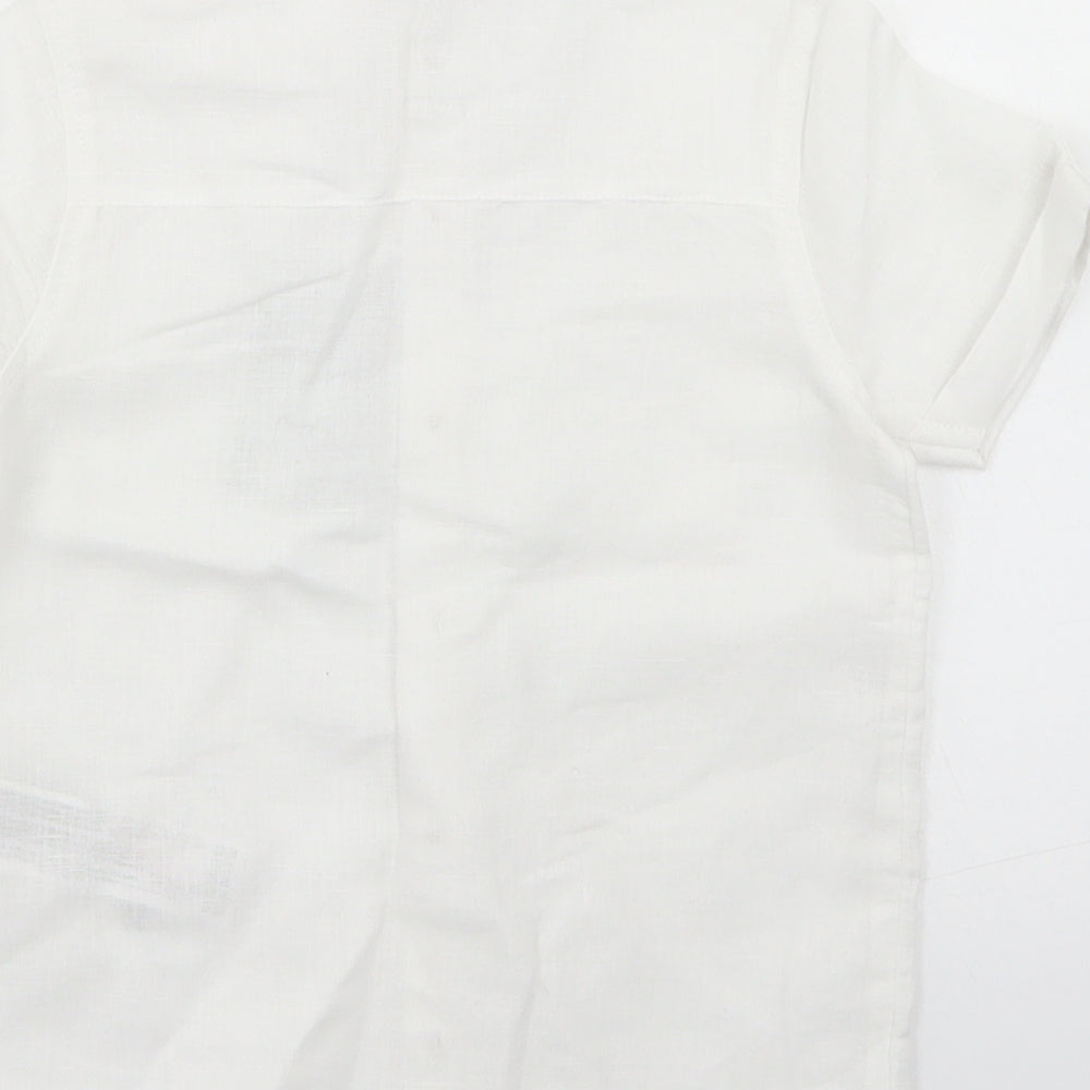 Primark Boys White  Linen Basic Button-Up Size 18-24 Months Round Neck Button