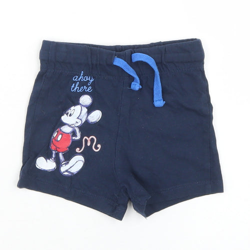 Disney Baby Boys Blue  Cotton Cropped Trousers Size 12 Months  Drawstring - Mickey Mouse