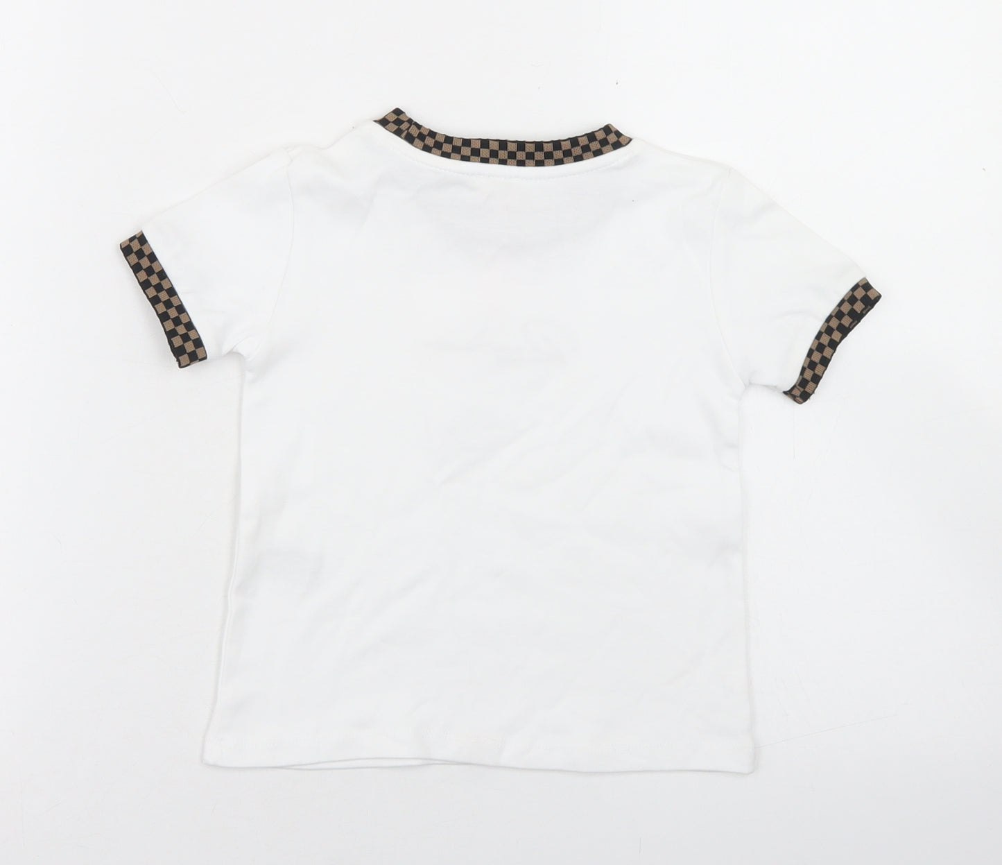River Island Boys White  Cotton Basic T-Shirt Size 18-24 Months Crew Neck