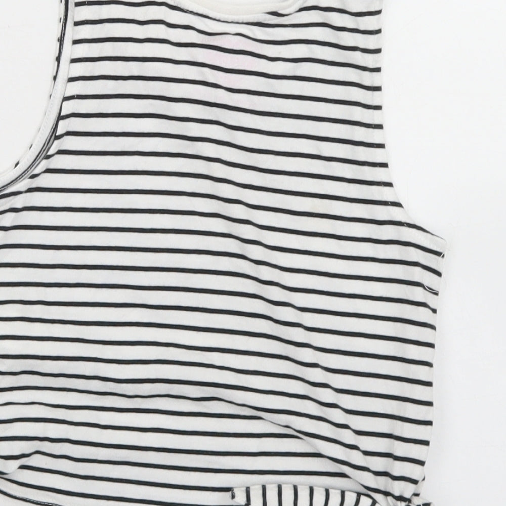 F&F Girls White Striped Cotton Cropped Tank Size 6-7 Years Round Neck  - Cactus