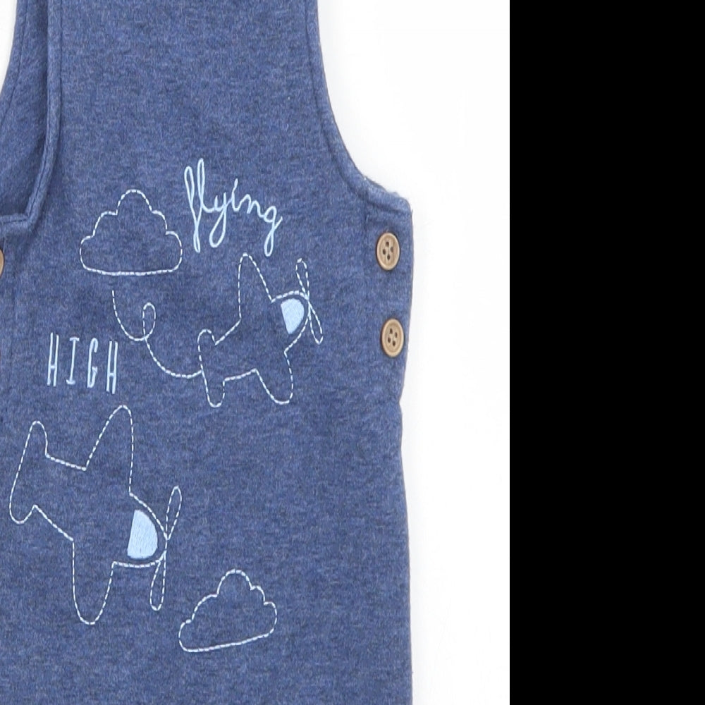 TU Boys Blue  Polyester Dungaree One-Piece Size 3-6 Months  Snap - Flying High