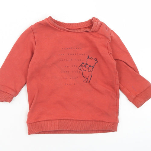 George Boys Orange  Cotton Pullover Casual Size 3-6 Months Crew Neck Snap - Winnie The Pooh