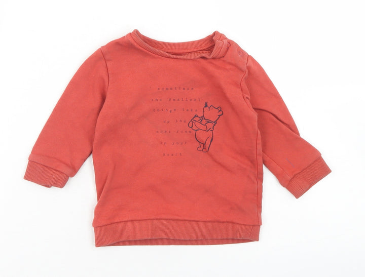George Boys Orange  Cotton Pullover Casual Size 3-6 Months Crew Neck Snap - Winnie The Pooh