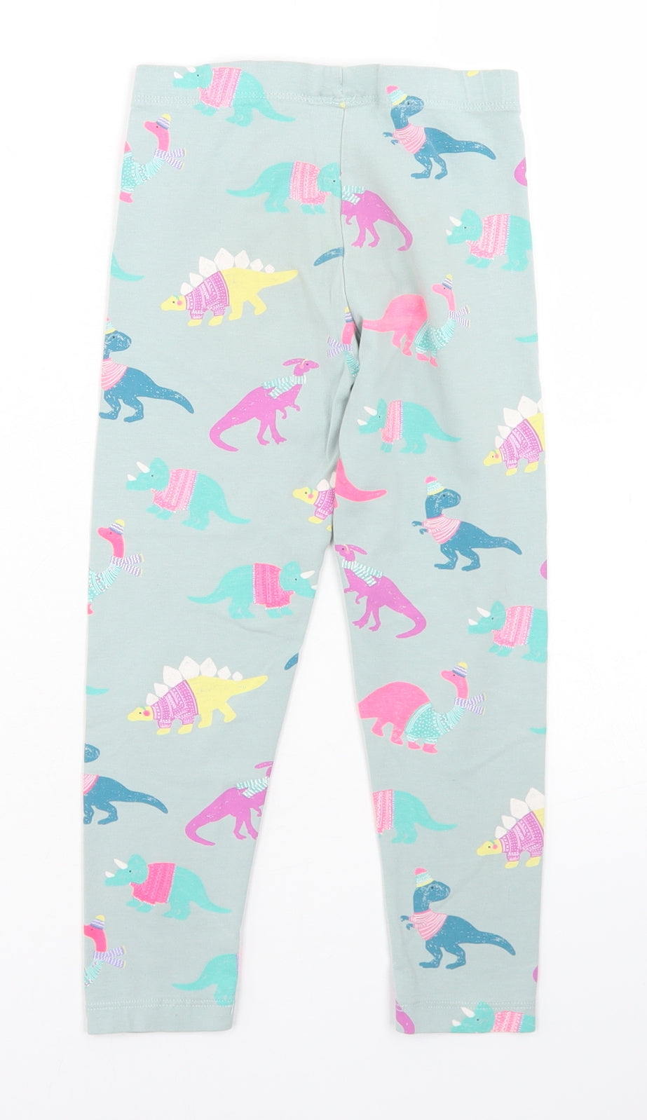 Marks and Spencer Girls Blue Geometric Cotton Jogger Trousers Size 4-5 Years  Regular  - Dinosaur LEgginge