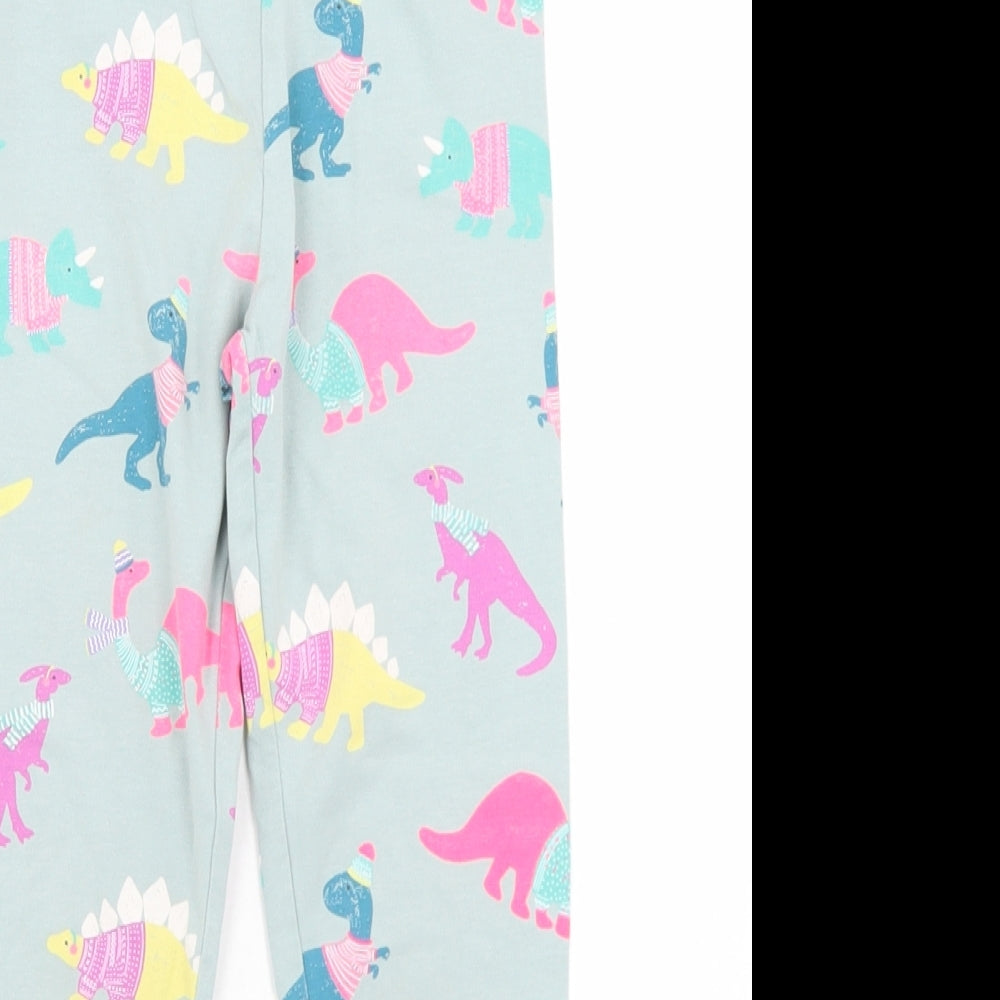 Marks and Spencer Girls Blue Geometric Cotton Jogger Trousers Size 4-5 Years  Regular  - Dinosaur LEgginge
