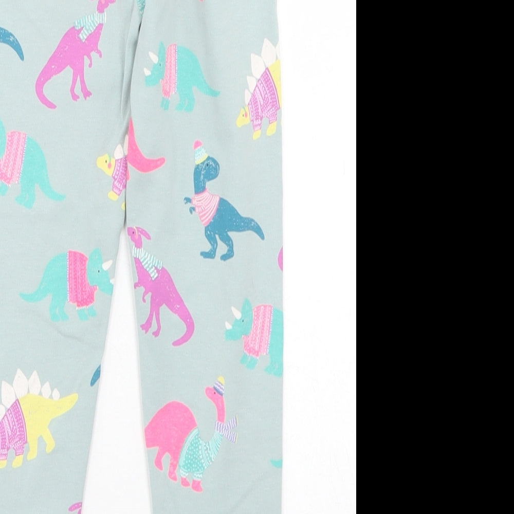 Marks and Spencer Girls Blue Geometric Cotton Jogger Trousers Size 4-5 Years  Regular  - Dinosaur LEgginge