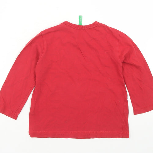 United Colors of Benetton Boys Red  Cotton Basic T-Shirt Size 12-18 Months Crew Neck  - Brooklyn
