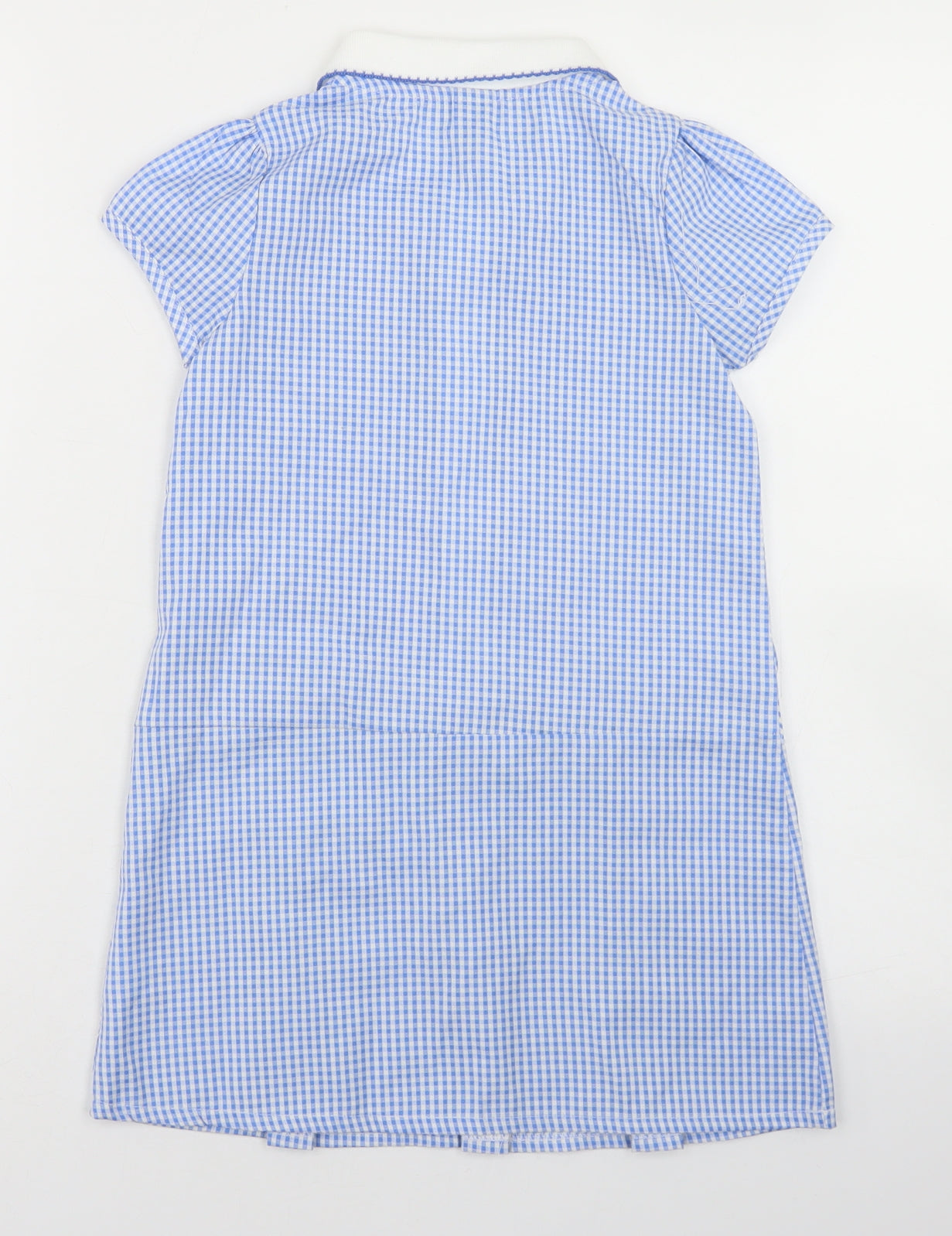 TU Girls Blue Gingham Cotton A-Line  Size 4 Years  Collared Zip