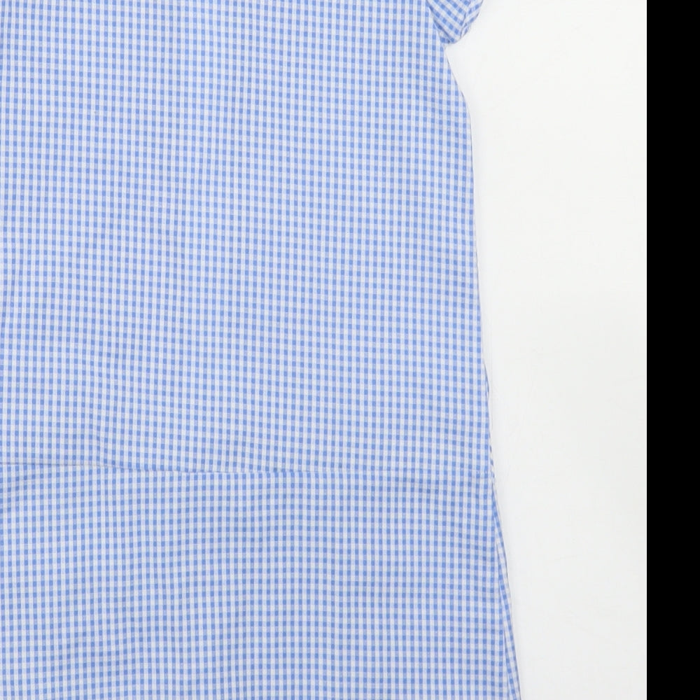 TU Girls Blue Gingham Cotton A-Line  Size 4 Years  Collared Zip