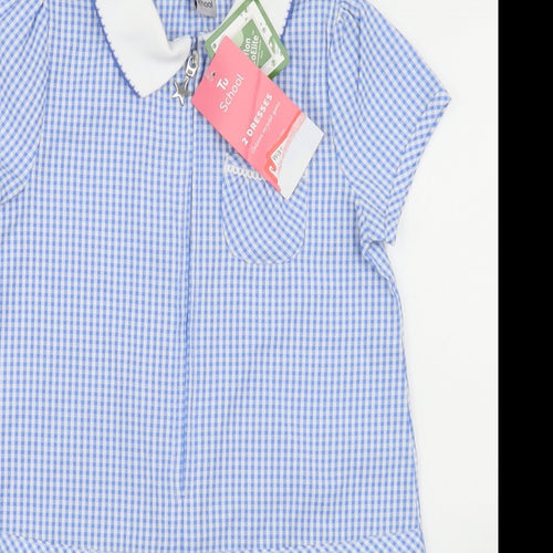 TU Girls Black Gingham Cotton A-Line  Size 4 Years  Collared Zip