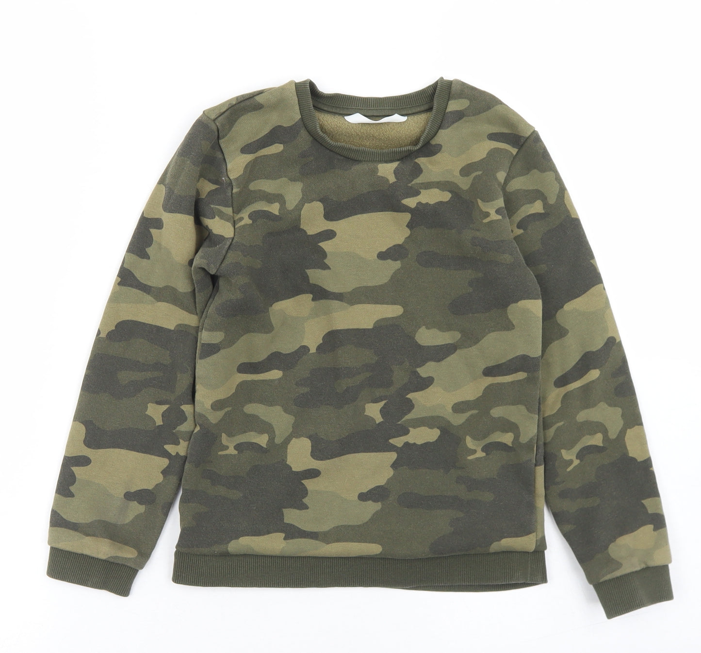 Marks and Spencer Boys Green Camouflage Cotton Pullover Sweatshirt Size 6-7 Years