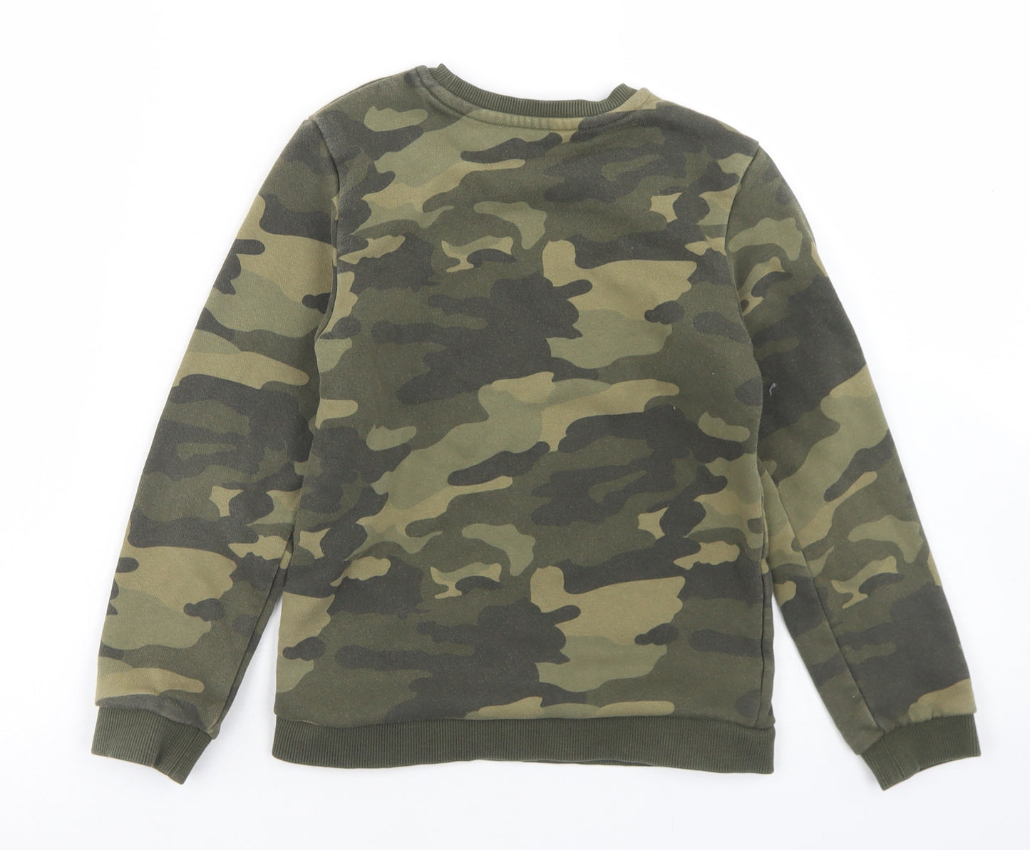 Marks and Spencer Boys Green Camouflage Cotton Pullover Sweatshirt Size 6-7 Years