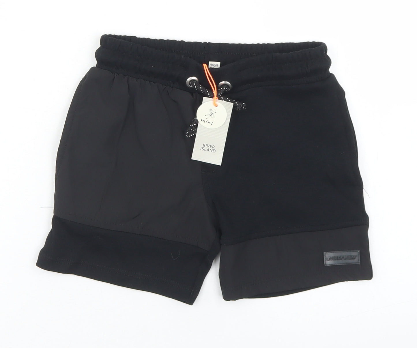 River Island Boys Black  Cotton Sweat Shorts Size 4-5 Years  Regular Drawstring