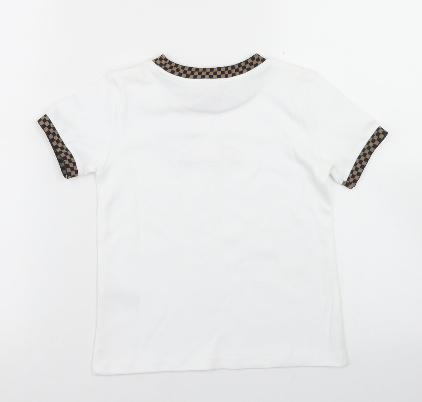 River Island Boys White  Cotton Basic T-Shirt Size 4-5 Years Crew Neck