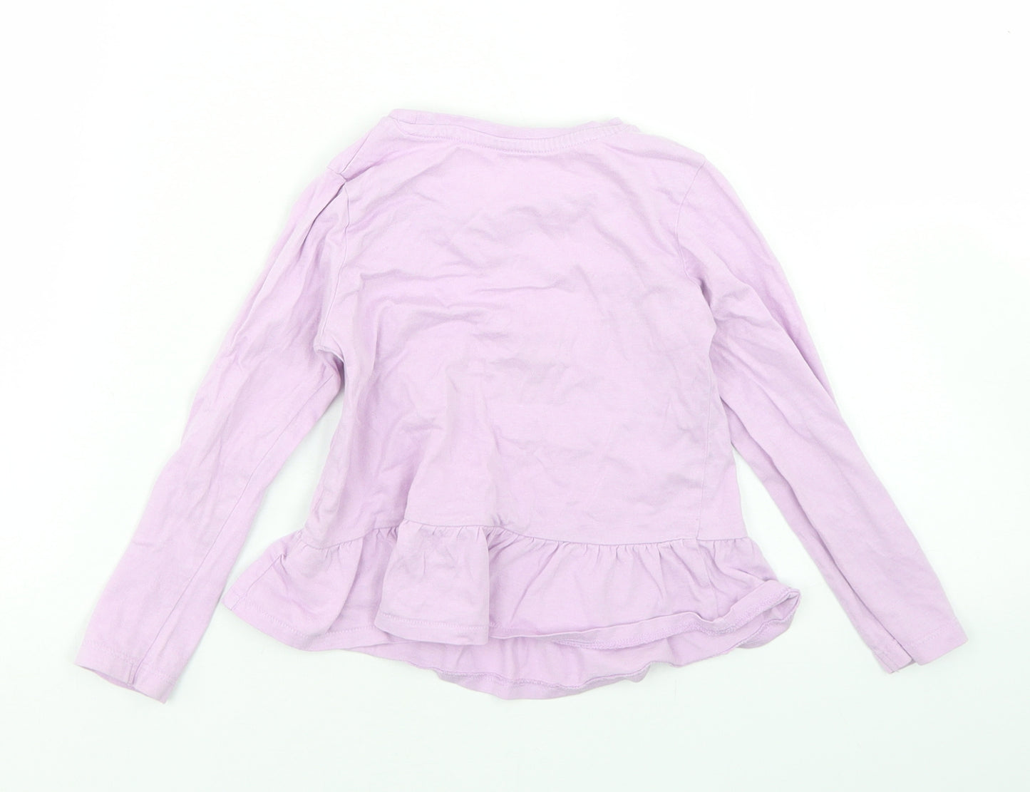 Dunnes Stores Girls Purple  Cotton Basic T-Shirt Size 3-4 Years Crew Neck  - Ballet Dancers