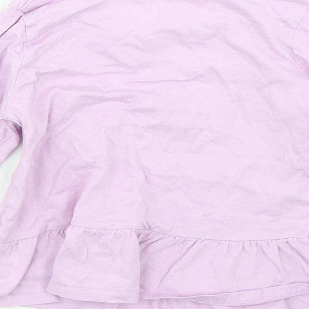 Dunnes Stores Girls Purple  Cotton Basic T-Shirt Size 3-4 Years Crew Neck  - Ballet Dancers