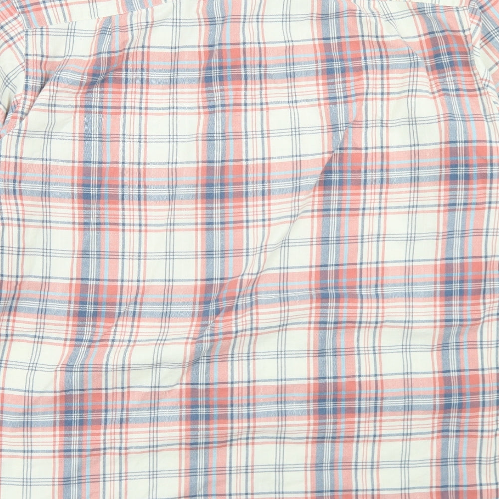 H&M Mens Beige Plaid Cotton  Button-Up Size L Collared Button