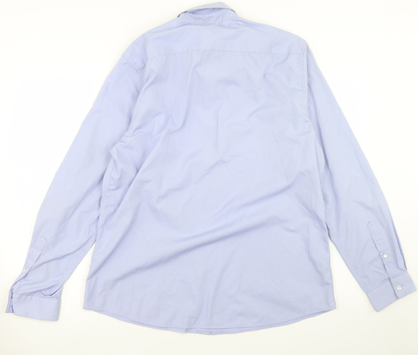 Topman Mens Blue  Polyester  Dress Shirt Size L Collared Button