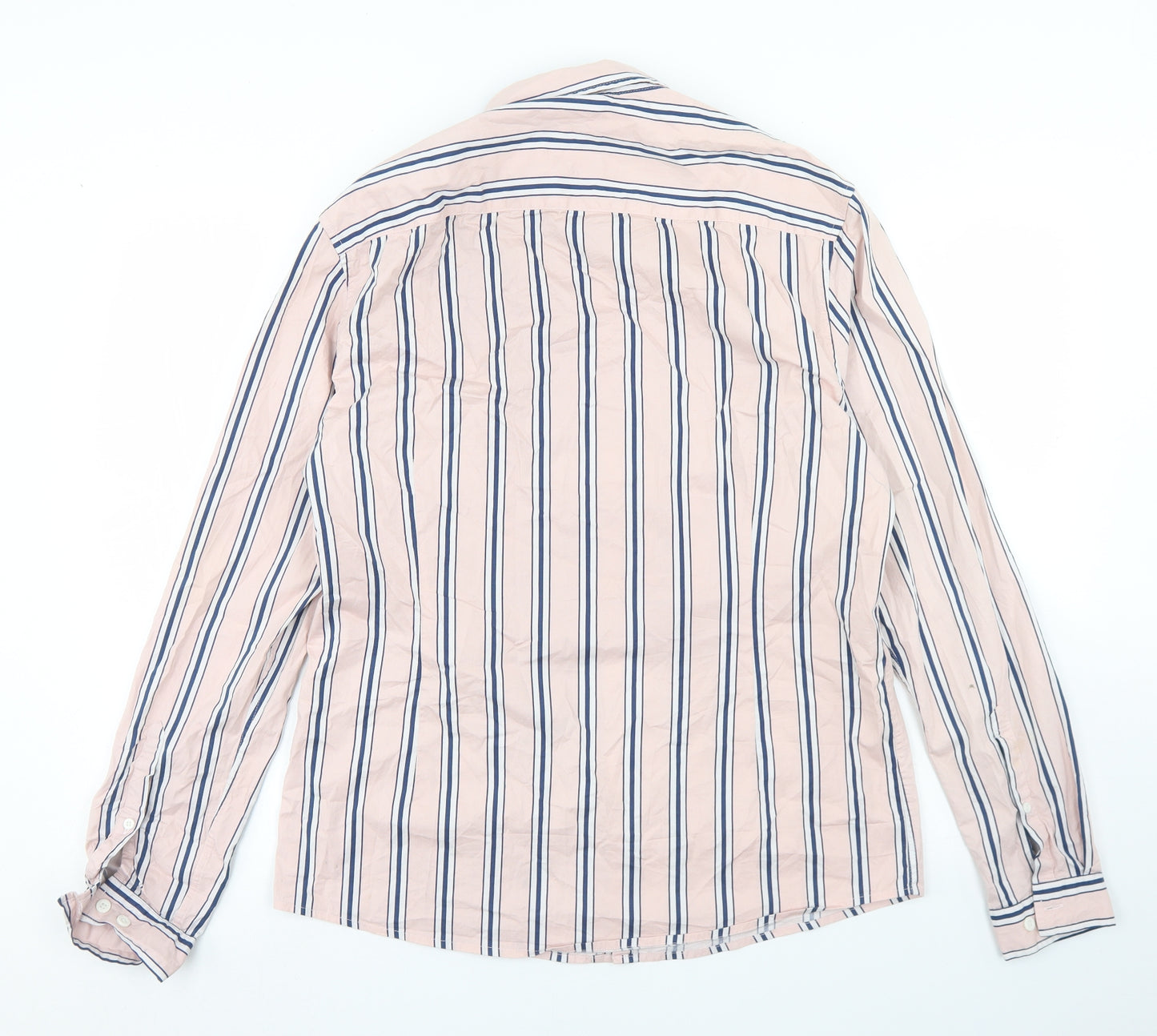 ASOS Mens Pink Striped Cotton  Button-Up Size L Collared Button