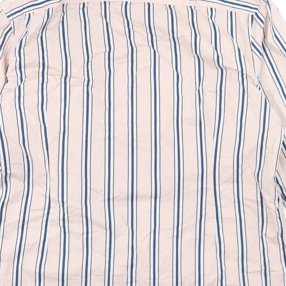 ASOS Mens Pink Striped Cotton  Button-Up Size L Collared Button