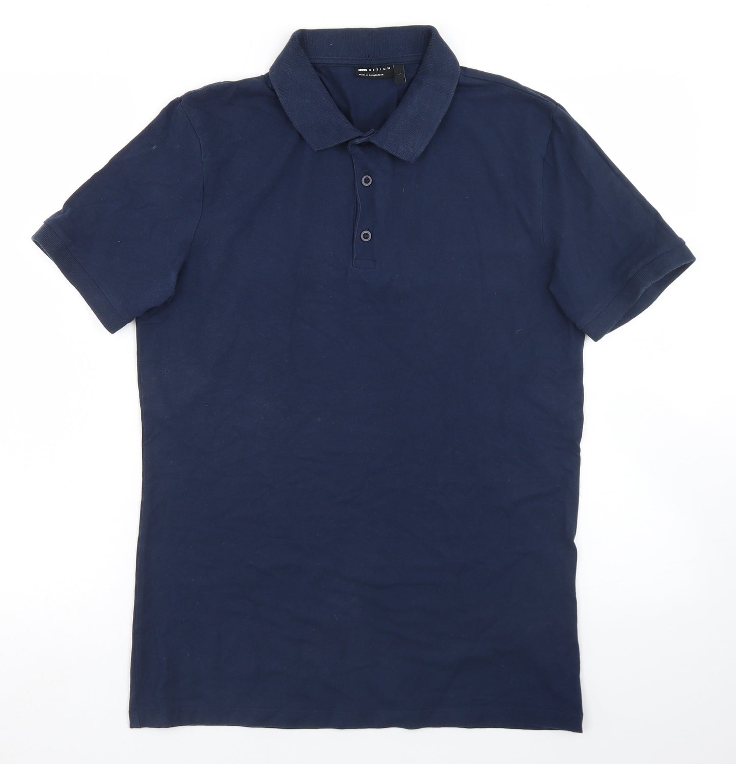 ASOS Mens Blue  Cotton  Polo Size L Collared Button