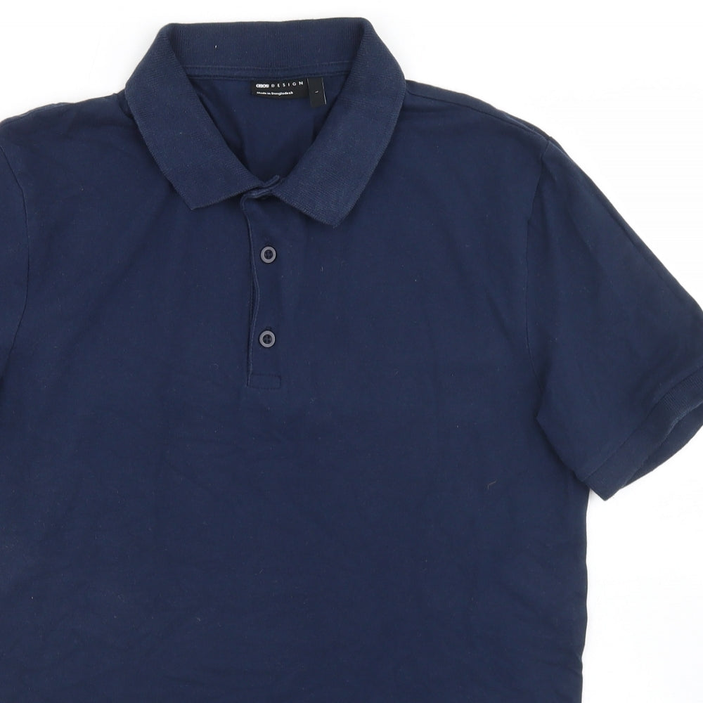 ASOS Mens Blue  Cotton  Polo Size L Collared Button