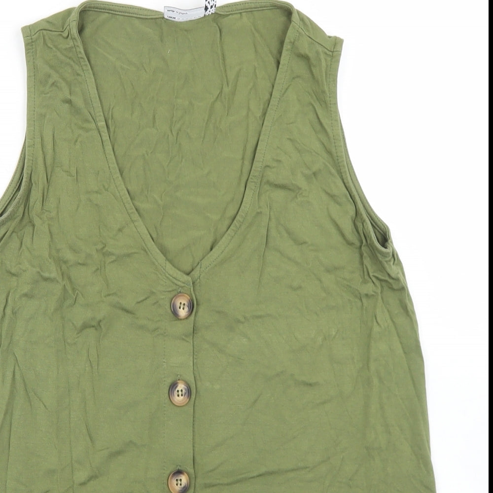 ASOS Womens Green  Viscose Basic Tank Size 6 V-Neck