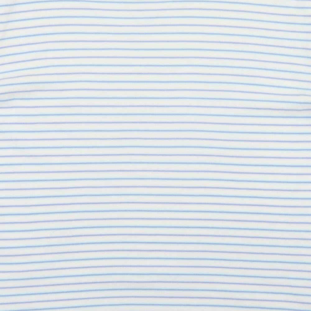 EWM Womens Blue Striped Cotton Basic T-Shirt Size 18 V-Neck