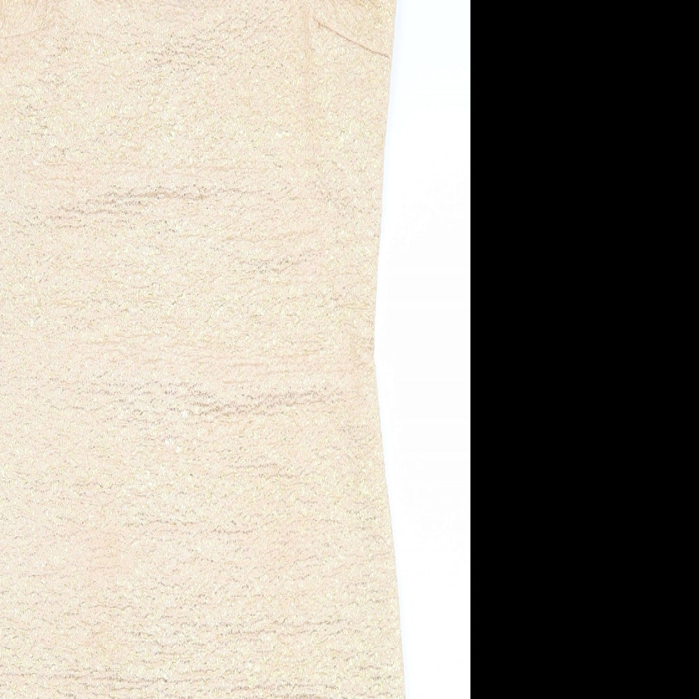 River Island Womens Gold  Polyester Bodycon  Size 12  Round Neck